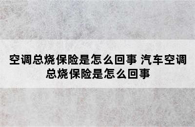 空调总烧保险是怎么回事 汽车空调总烧保险是怎么回事